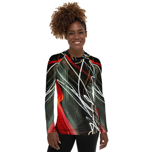 "EGO"_ Women's Rash Guard with contrasting white stitching